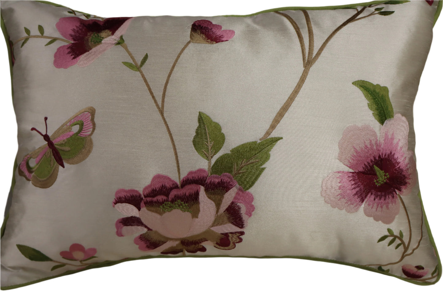 Embroidered Floral Silk Cushions