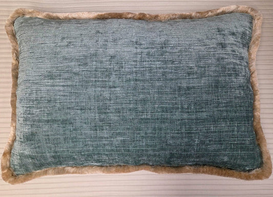 Mid Blue Thick Chenille with a Contrast Velour Ruche