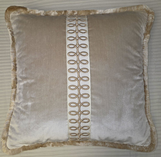 Deep Velour Ruched Cushion with a Centre Panel